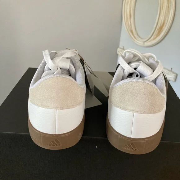 Adidas White and Black Sneakers with Brown Sole - Picture 3 of 4